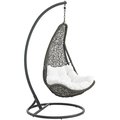 Modway Abate Outdoor Patio Swing Chair with Stand, Gray and White EEI-2276-GRY-WHI-SET